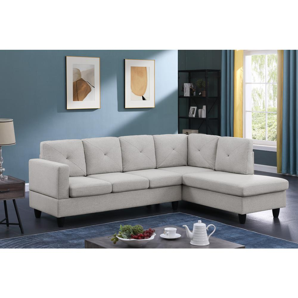 Santiago Light Gray Linen Sectional Sofa with Right Facing Chaise