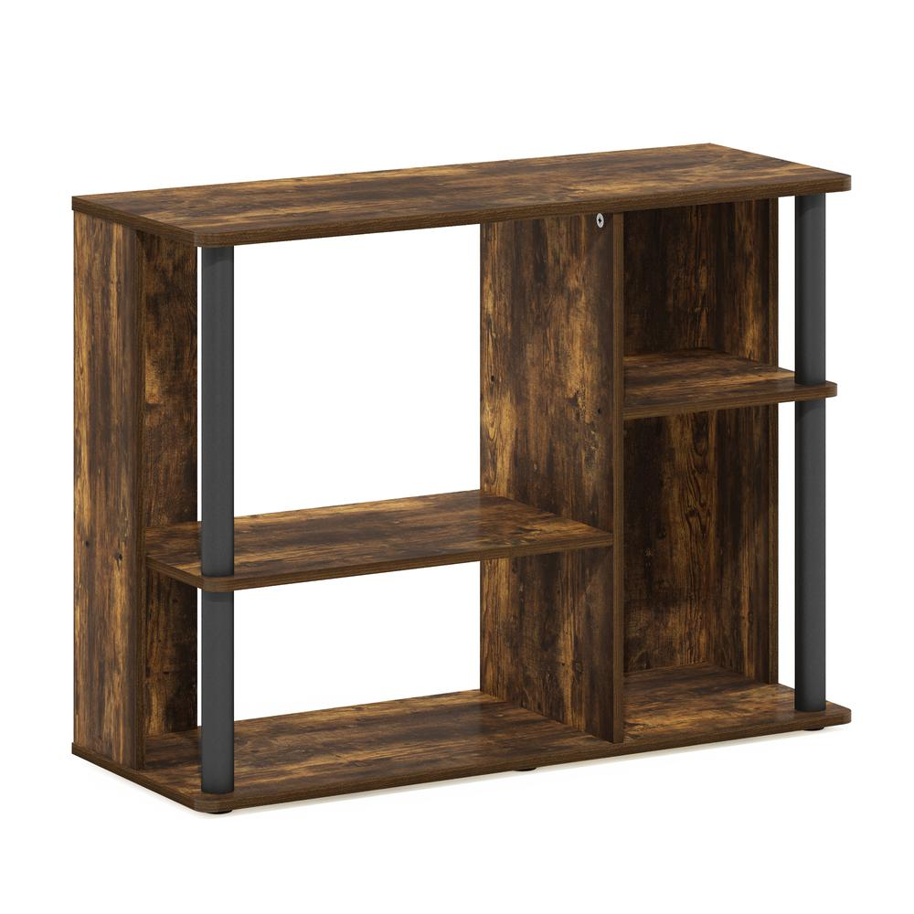 TV Stand with Plastic Poles for TV up to 40-Inch, Amber Pine/Black