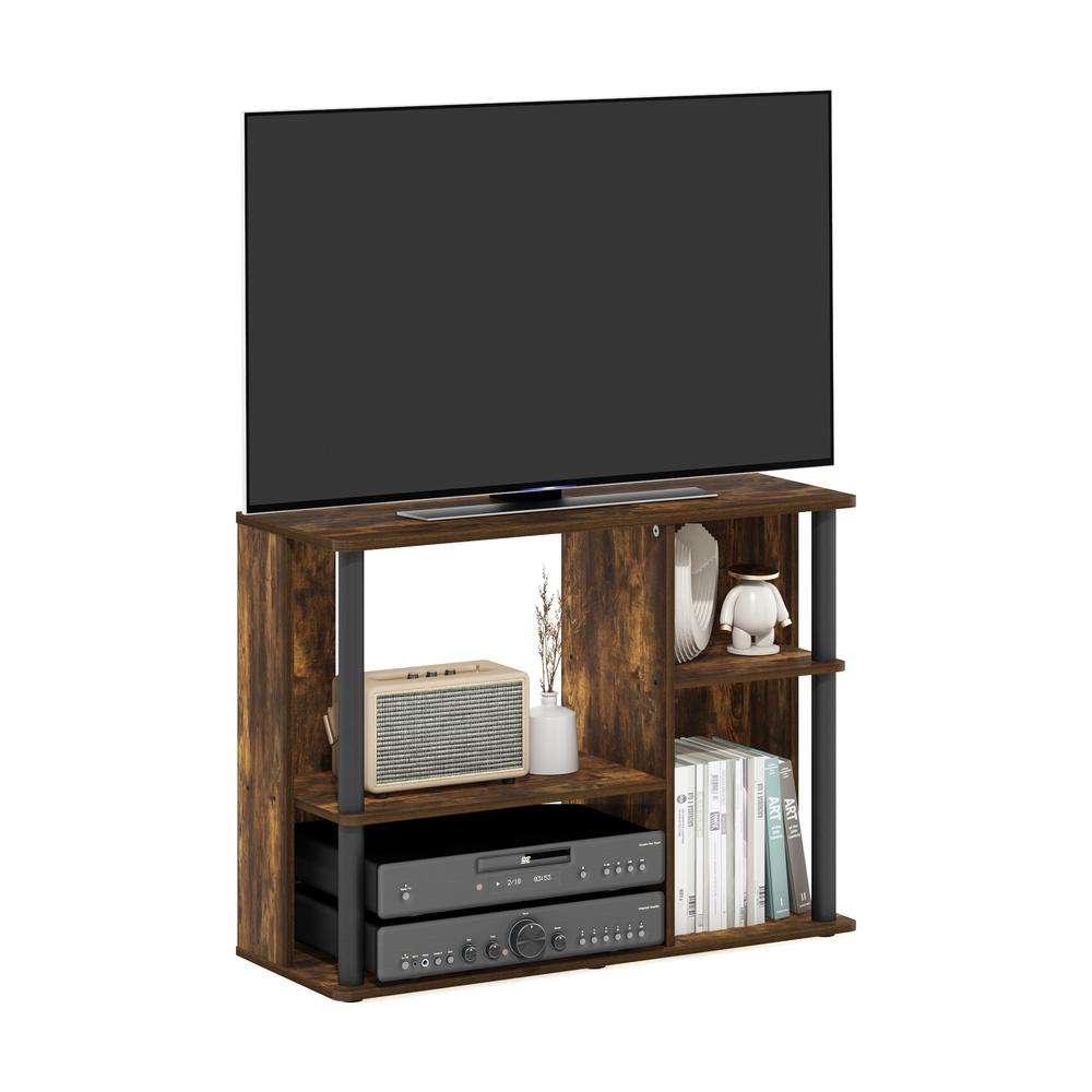 TV Stand with Plastic Poles for TV up to 40-Inch, Amber Pine/Black