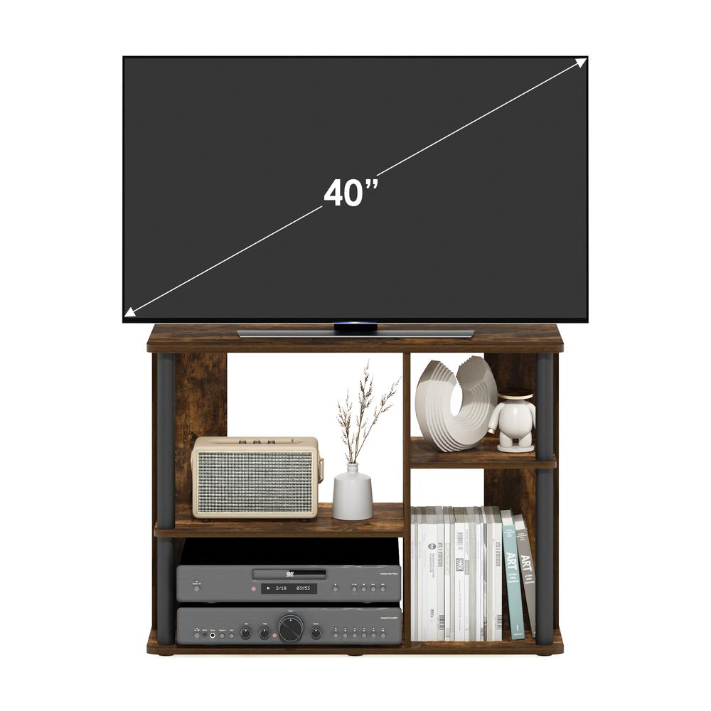 TV Stand with Plastic Poles for TV up to 40-Inch, Amber Pine/Black