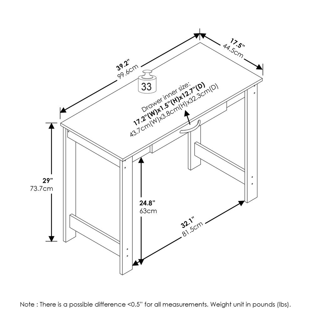 Writing Desk with Drawer, White