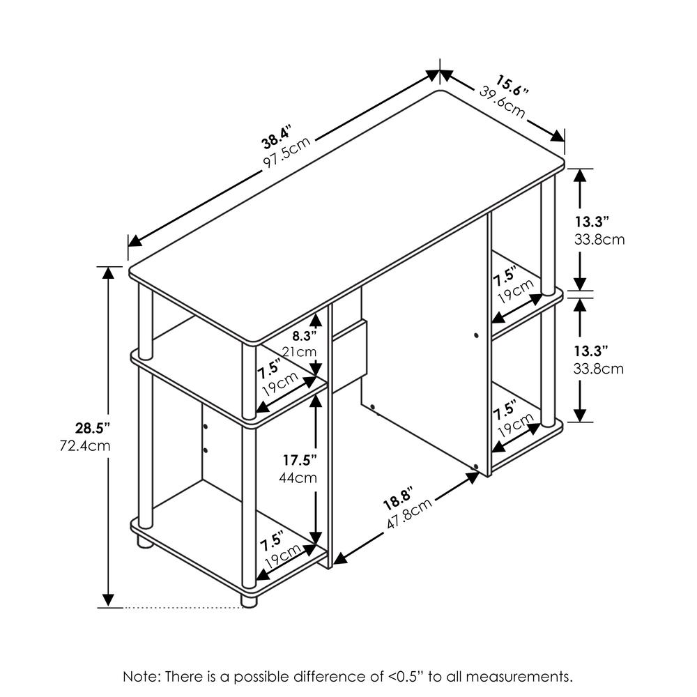 Compact Computer Study Desk, White Oak, Stainless Steel Tubes