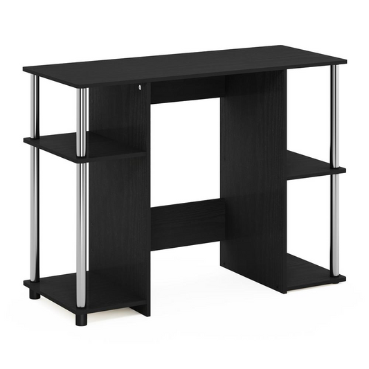 Compact Computer Study Desk, Americano, Stainless Steel Tubes