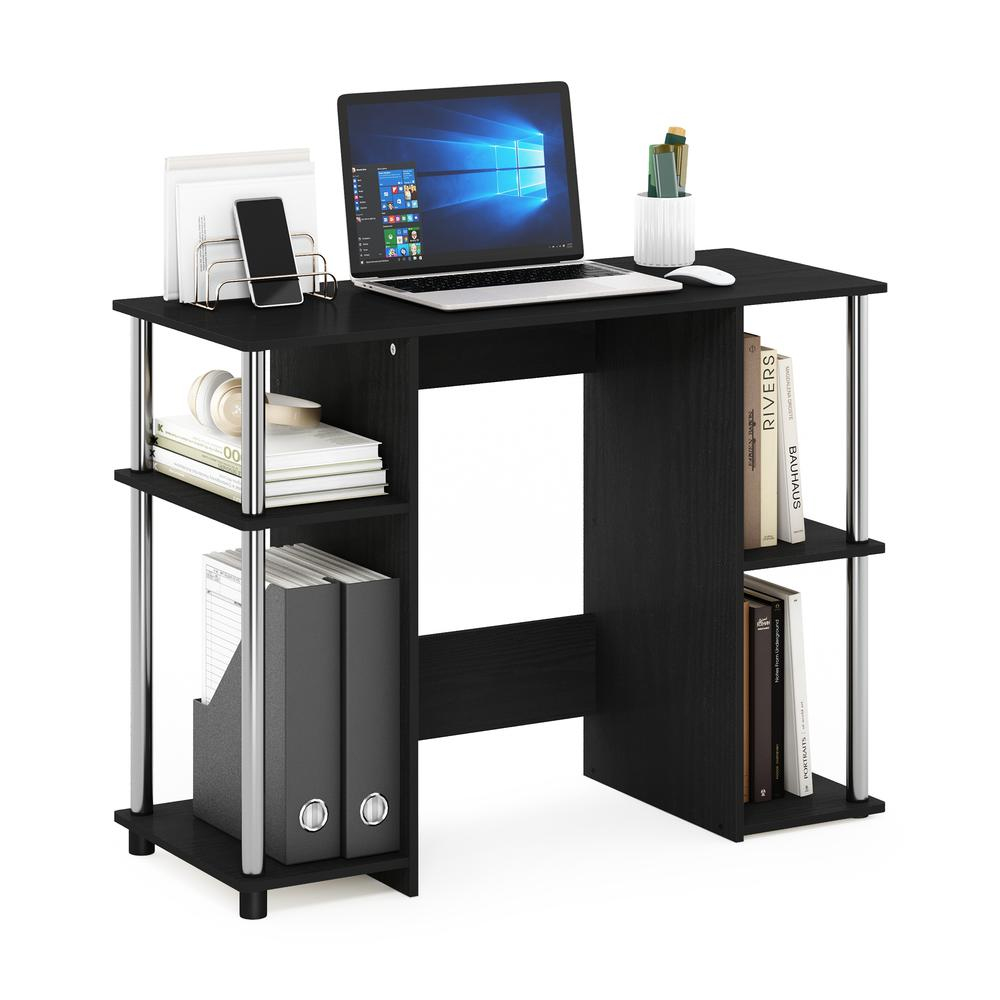 Compact Computer Study Desk, Americano, Stainless Steel Tubes