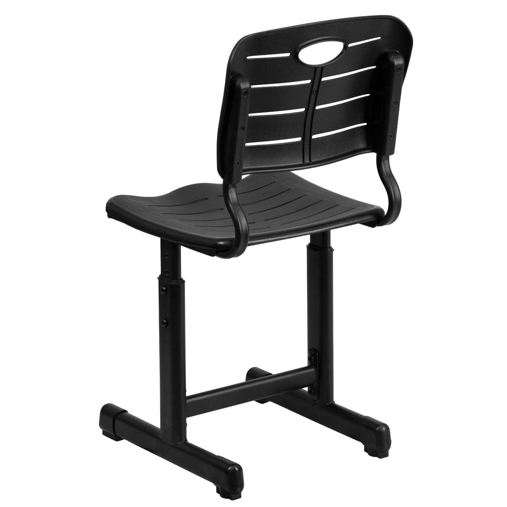 Adjustable Height Black Student Chair with Black Pedestal Frame