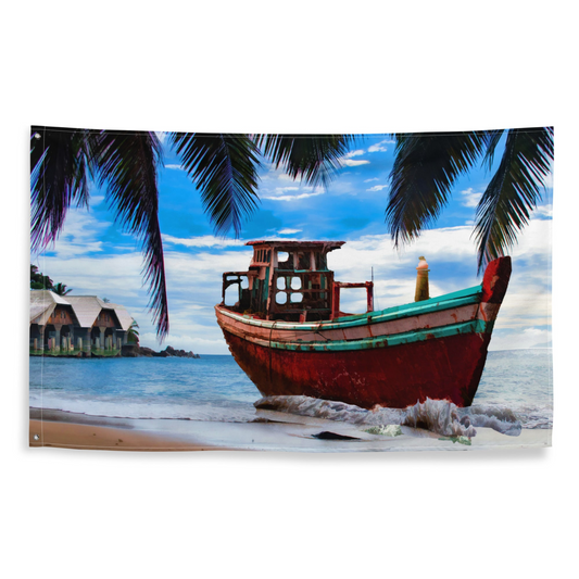 Vintage Boat Beach Flag Tapestry wall hanging