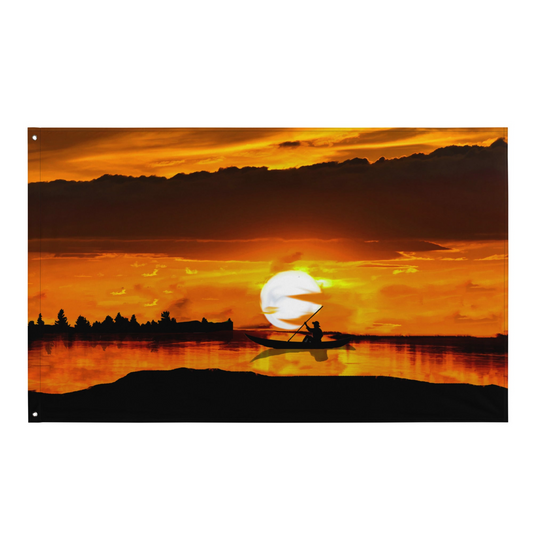 Sea Sunrise Boat Flag Tapestry wall hanging