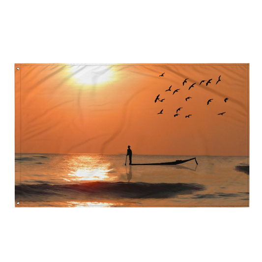 Fisherman in Sea  Flag Tapestry wall hanging