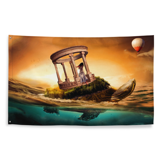 Turtle Fantasy Painting Artwork Flag Tapestry