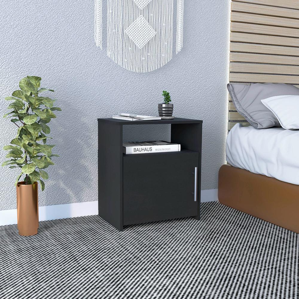 Nightstand, Single Door Cabinet, Metal Handle, One Shelf, Superior Top