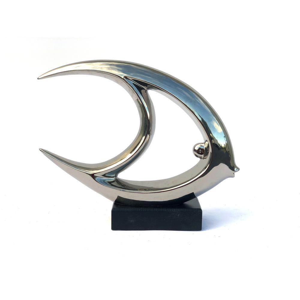 Mirrored Chrome Fish Set of 2 on Bases