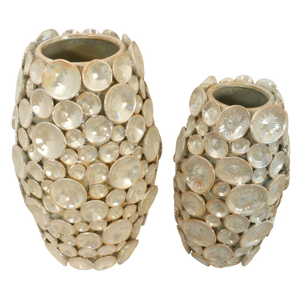 Silver Shimora Shell Vases Set of 2