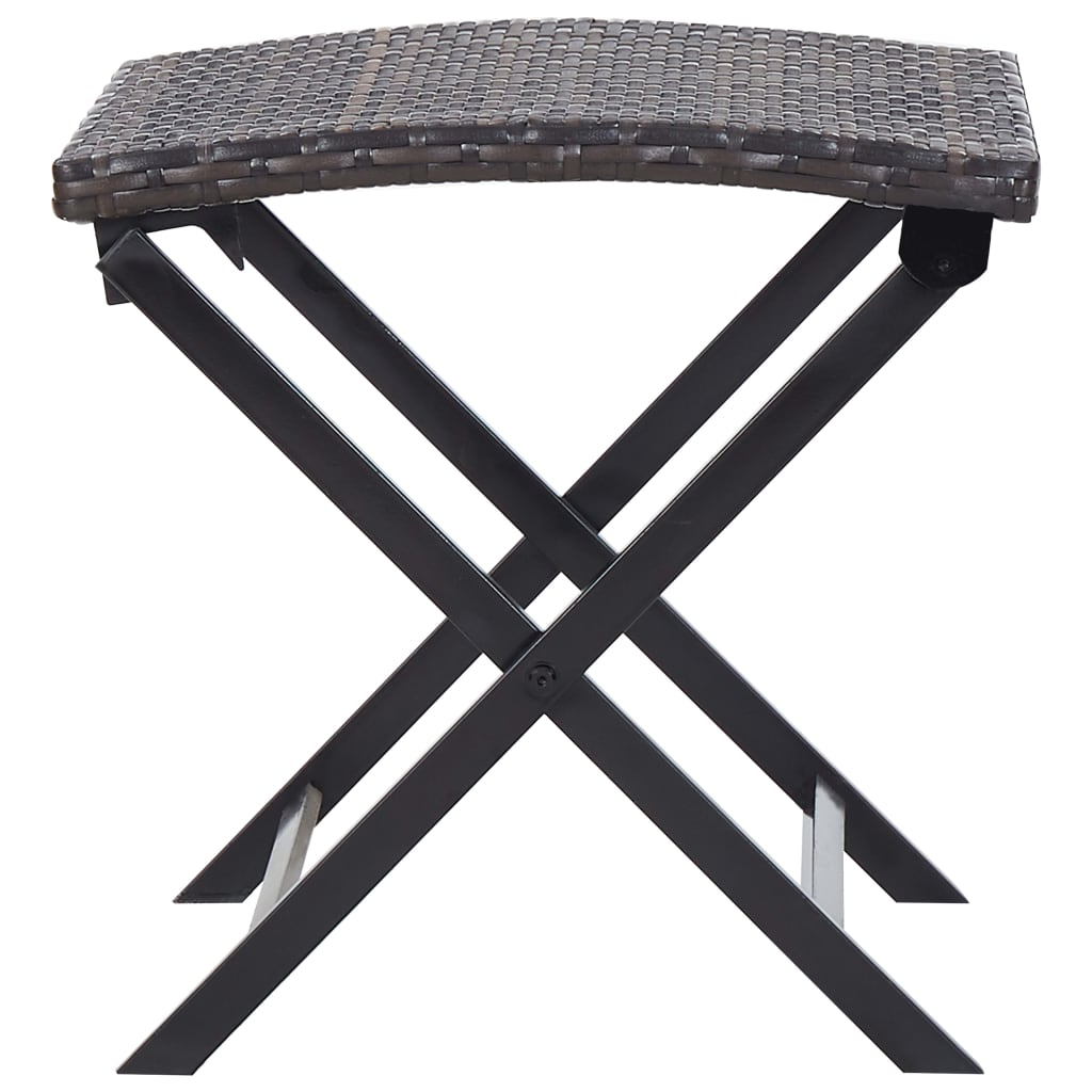 vidaXL Folding Stool Poly Rattan Brown