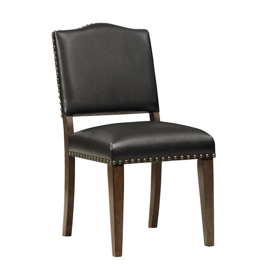 Denver Brown Faux Leather Dining Chair with Nail Heads - Set of 2