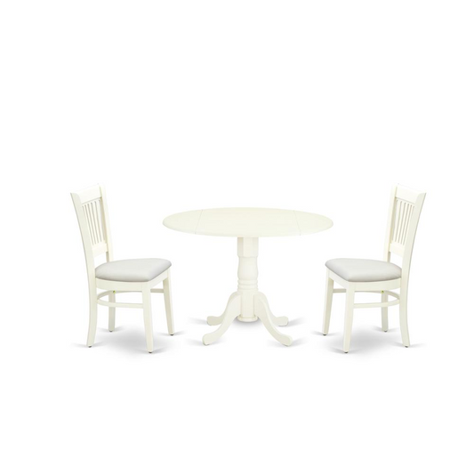 3-Piece Dinette Set- Mid Century Linen White Finish