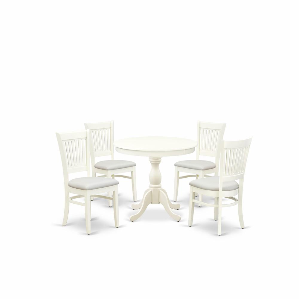 Linen White Finish 5-Piece Dinette Room Set