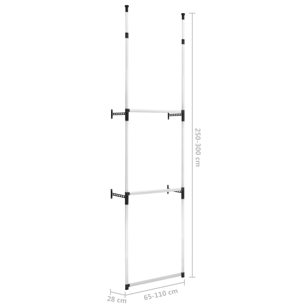 Telescopic Wardrobe System with Rods Aluminum