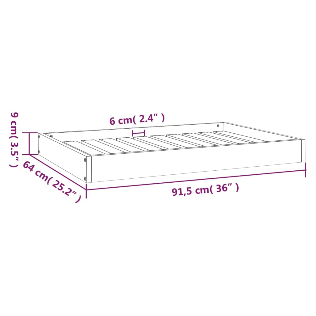 vidaXL Dog Bed 36"x25.2"x3.5" Solid Wood Pine