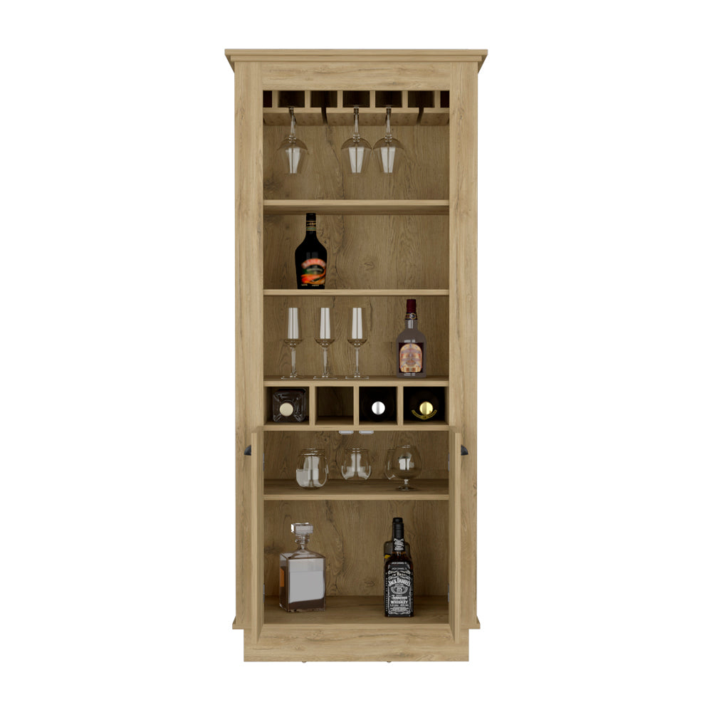 Bar Cabinet Provo, Wine Racks and Glass Holder, Macadamia Finish