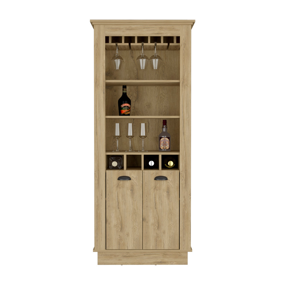 Bar Cabinet Provo, Wine Racks and Glass Holder, Macadamia Finish