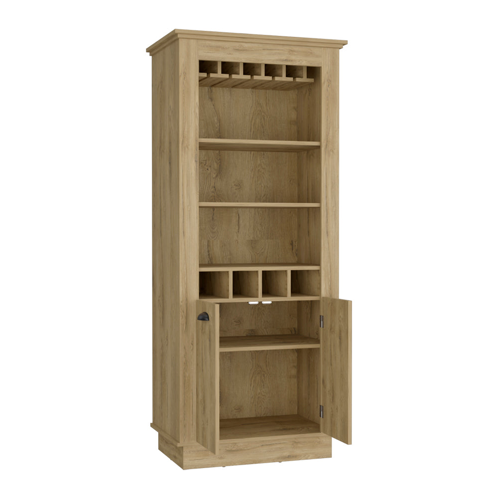 Bar Cabinet Provo, Wine Racks and Glass Holder, Macadamia Finish