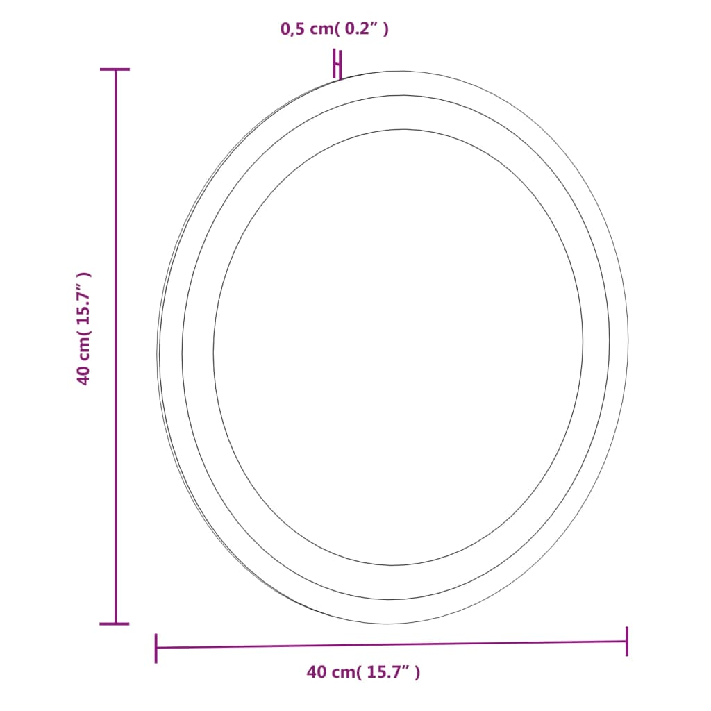 vidaXL LED Bathroom Mirror 15.7" Round