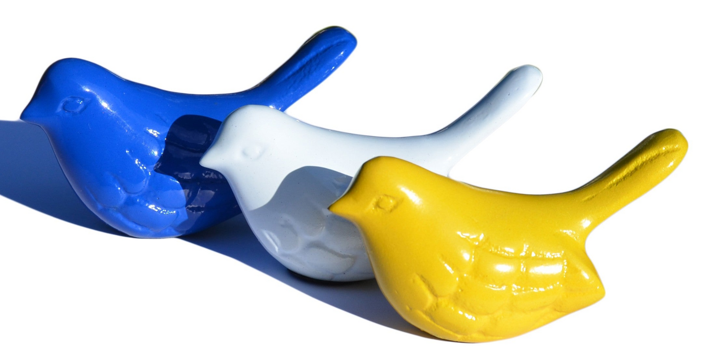 Vibhsa Bird Figurines Symbols of Health & Happiness (Blue, White & Yellow)