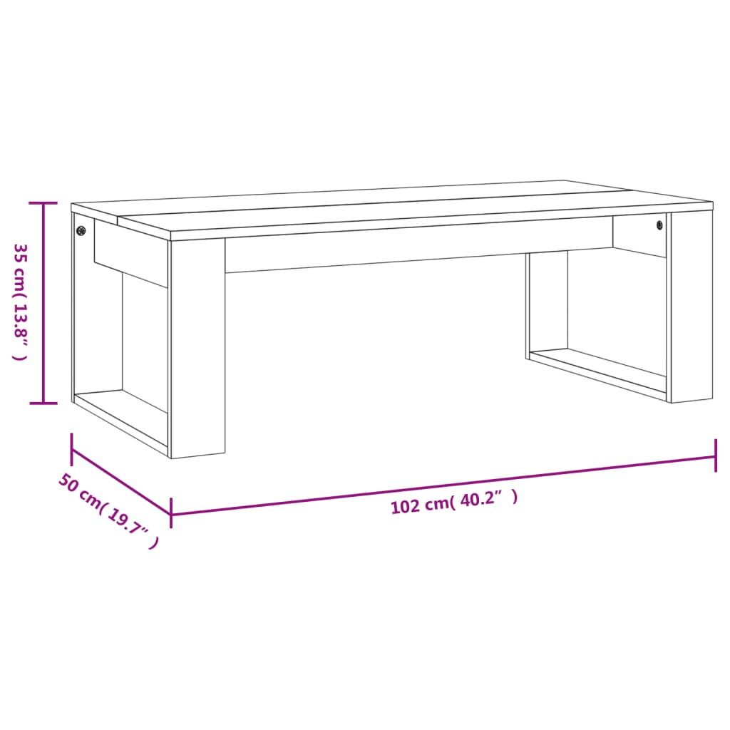 vidaXL Coffee Table Smoked Oak 40.2"x19.7"x13.8" Engineered Wood