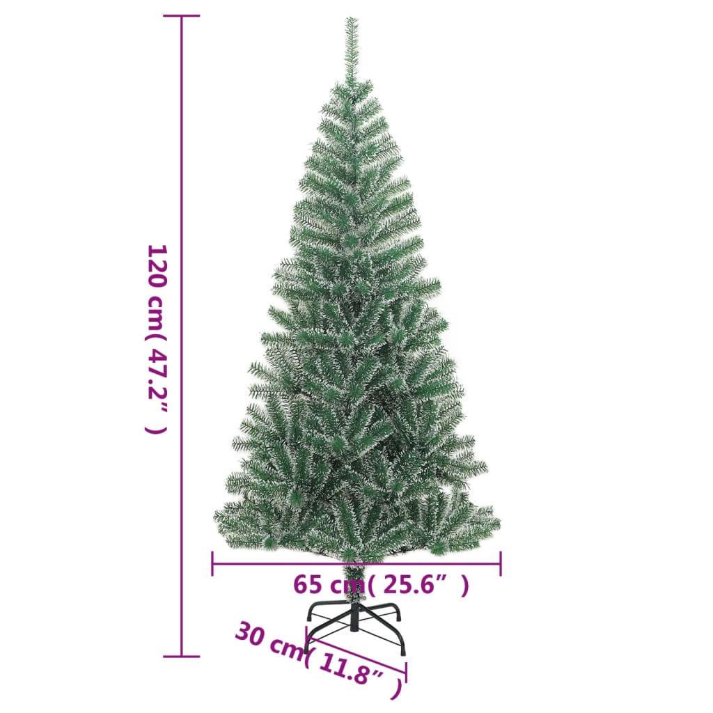 vidaXL Artificial Christmas Tree with Flocked Snow Green 47.2"