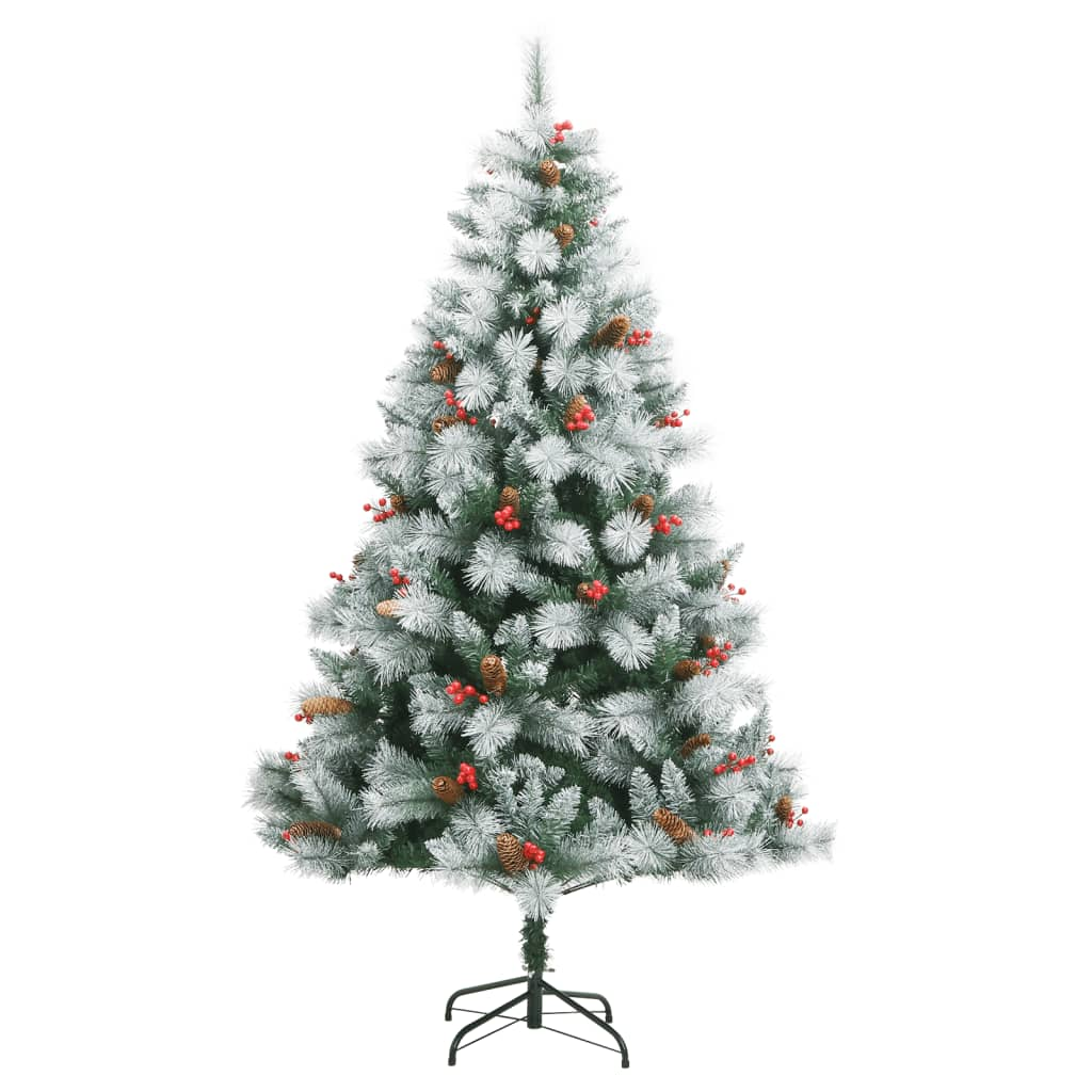 Artificial Hinged Christmas Tree with Cones and Berries 70.9"