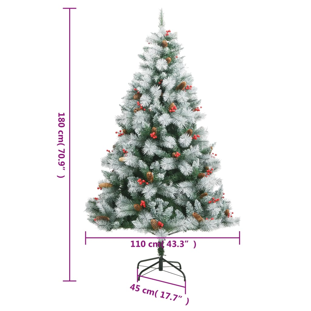 Artificial Hinged Christmas Tree with Cones and Berries 70.9"