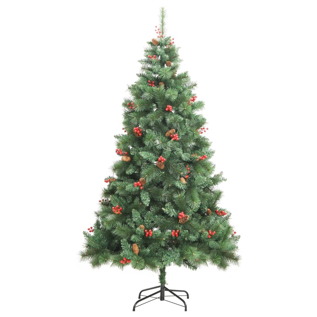 Artificial Hinged Christmas Tree with Cones and Berries 70.9"