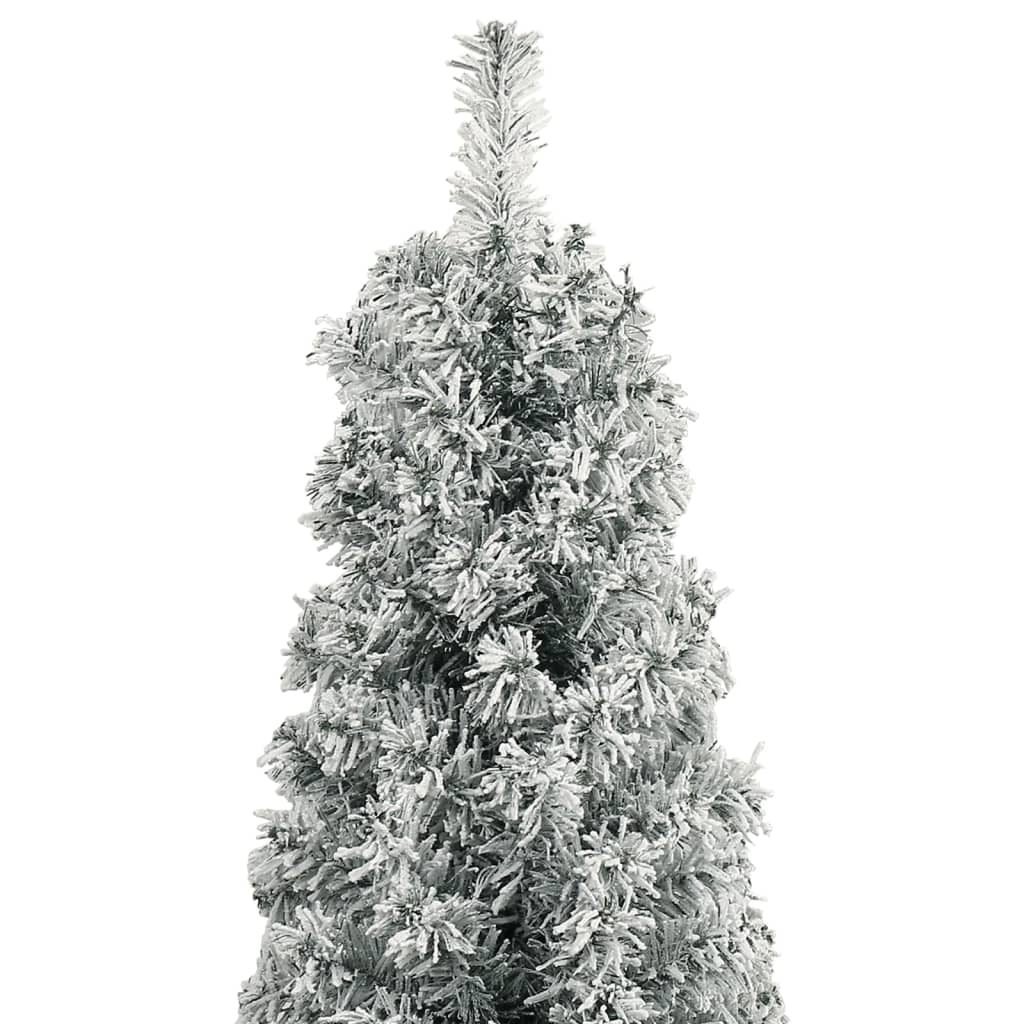 Slim Christmas Tree with Stand and Flocked Snow 106.3" PVC