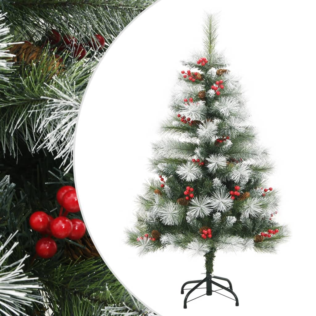 Artificial Hinged Christmas Tree with Cones and Berries 59.1"