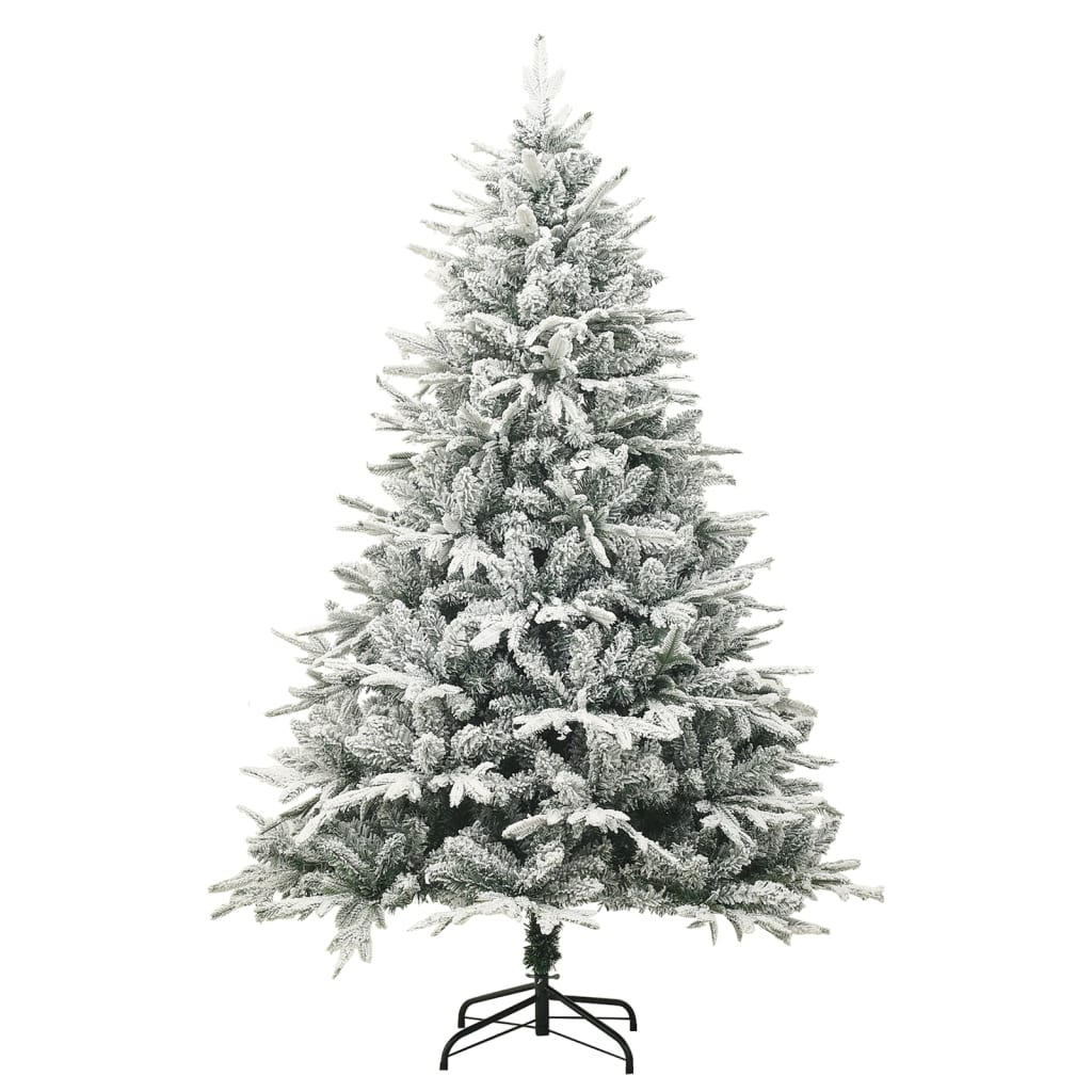 Artificial Christmas Tree with Flocked Snow Green 82.7" PVC&PE