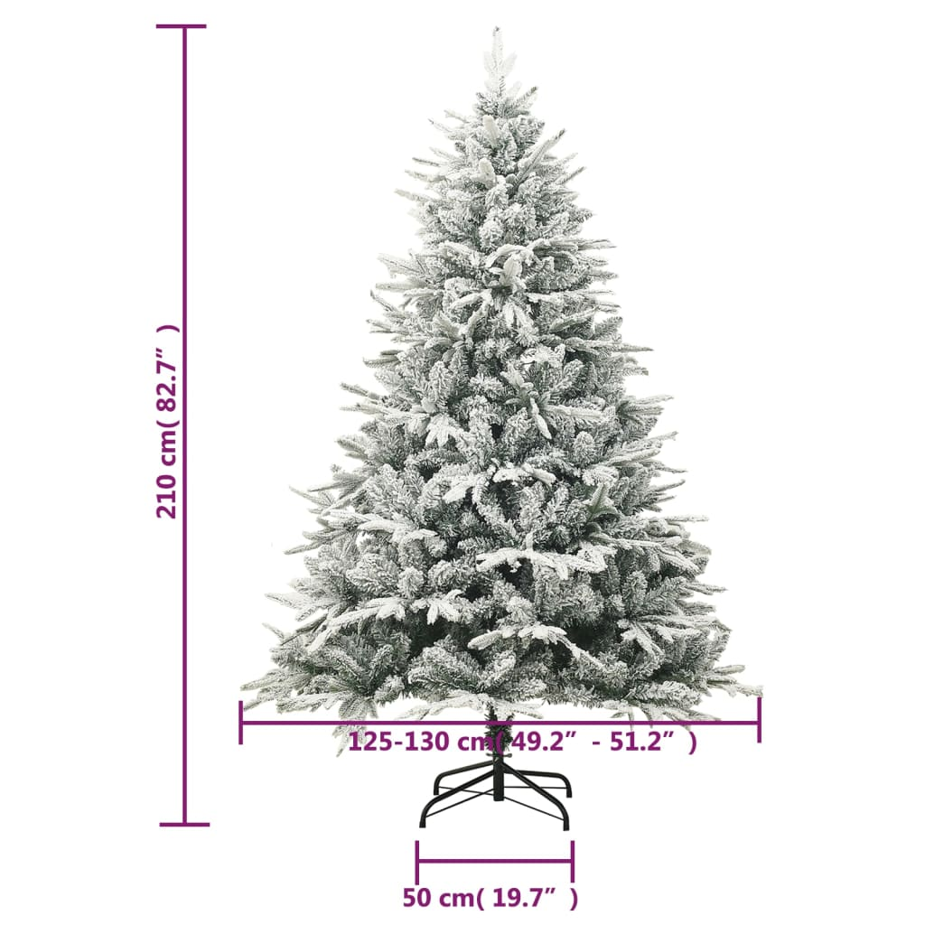 Artificial Christmas Tree with Flocked Snow Green 82.7" PVC&PE