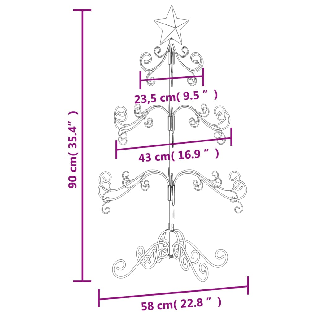 Metal Christmas Tree for Decoration Black 35.4"