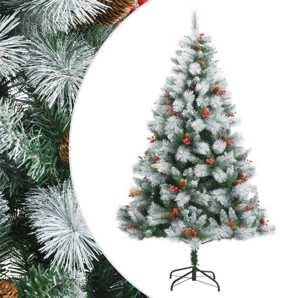 Artificial Hinged Christmas Tree with Cones and Berries 82.7"