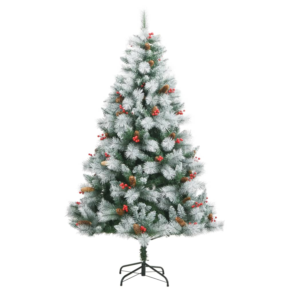 Artificial Hinged Christmas Tree with Cones and Berries 82.7"