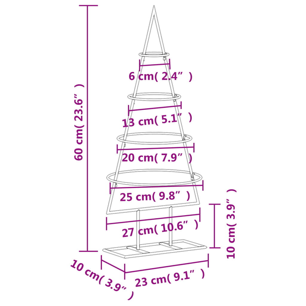 vidaXL Metal Christmas Tree for Decoration Black 23.6"