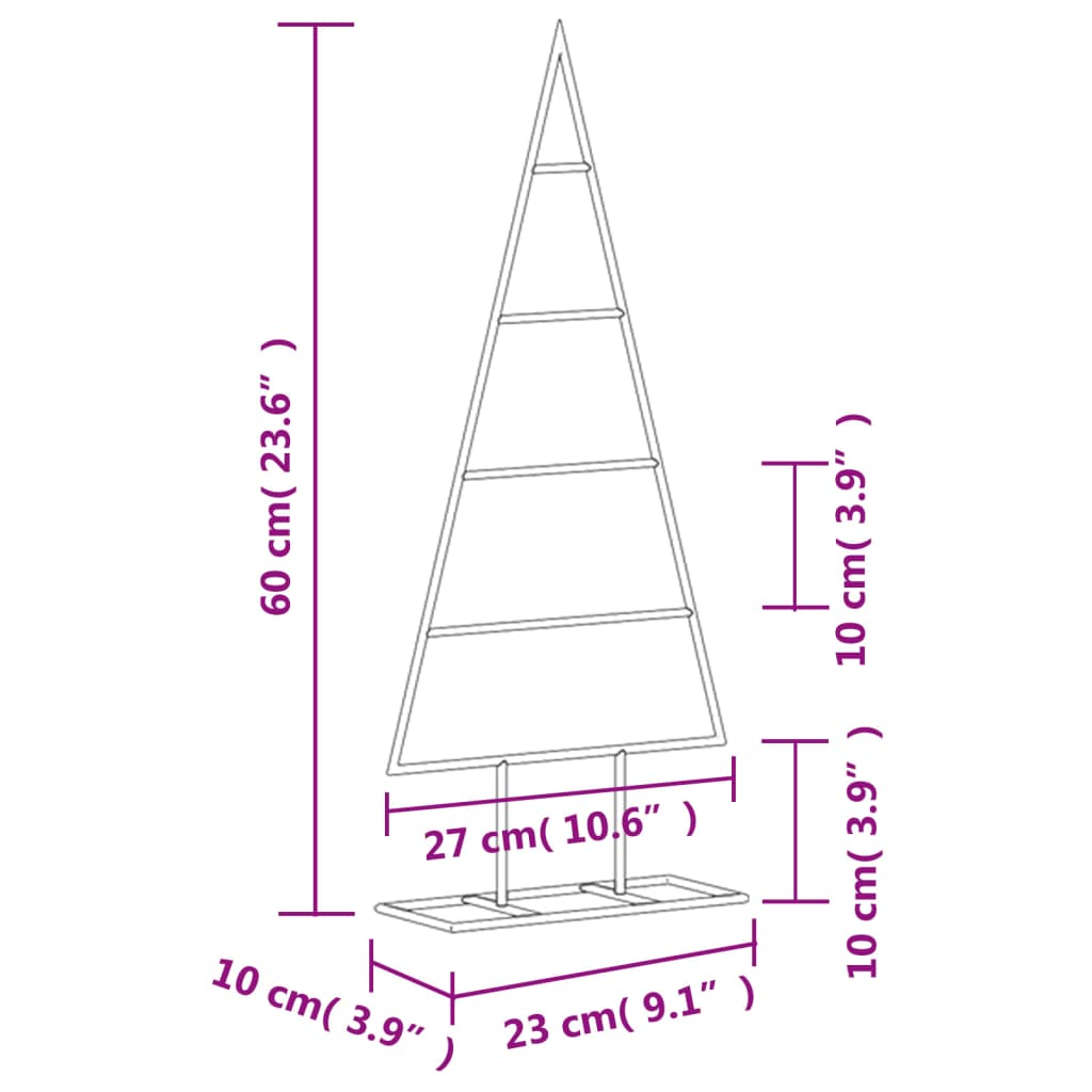 vidaXL Metal Christmas Tree for Decoration Black 23.6"