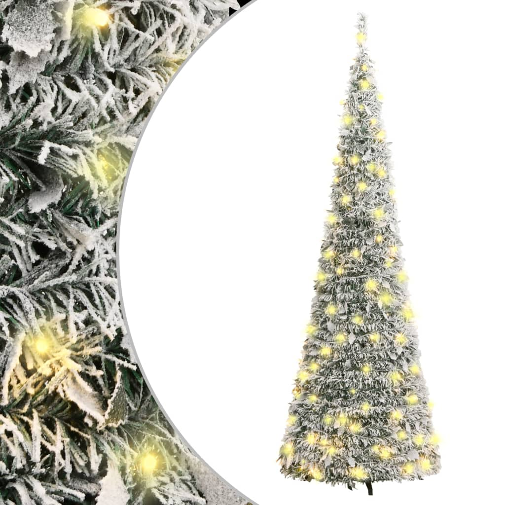 Artificial Christmas Tree Pop-up Flocked Snow 100 LEDs 59.1"