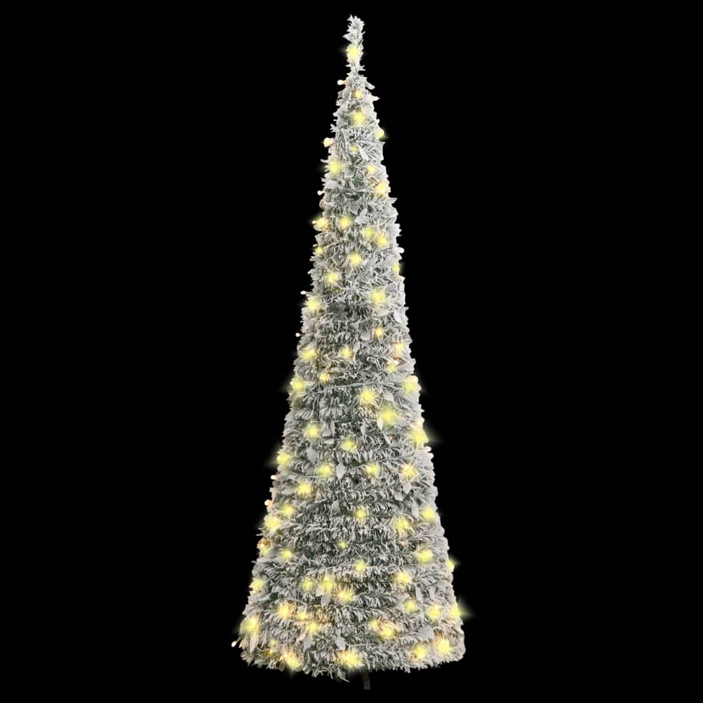 Artificial Christmas Tree Pop-up Flocked Snow 100 LEDs 59.1"