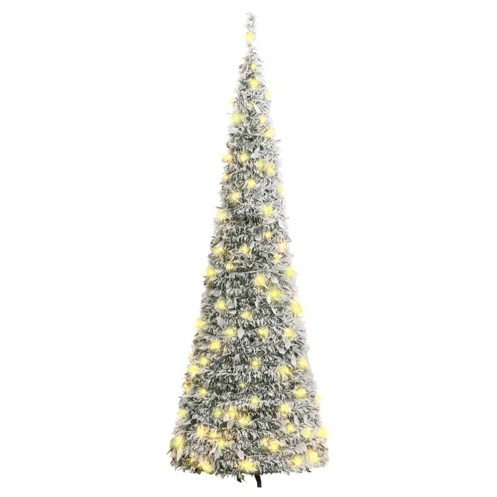 Artificial Christmas Tree Pop-up Flocked Snow 100 LEDs 59.1"