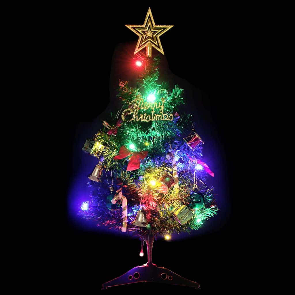 Mini Artificial Pre-lit Christmas Tree with 20 LEDs Green 17.7"