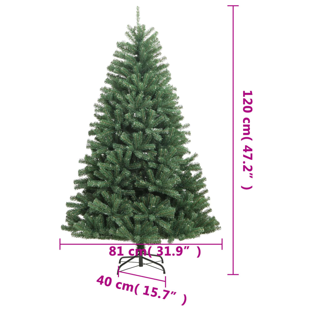 vidaXL Artificial Hinged Christmas Tree with Stand Green 47.2"