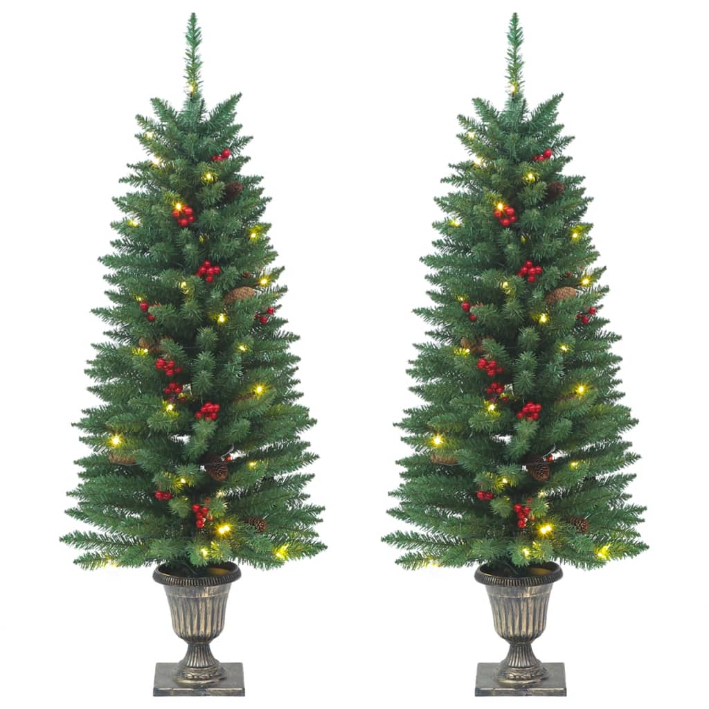 Artificial Christmas Trees 2 pcs 100 LEDs Green 47.2"