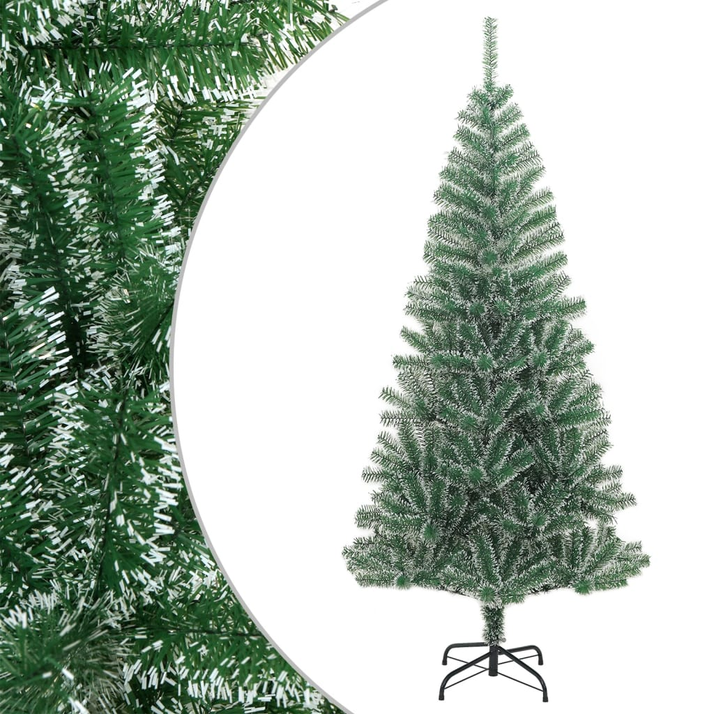 vidaXL Artificial Christmas Tree with Flocked Snow Green 82.7"