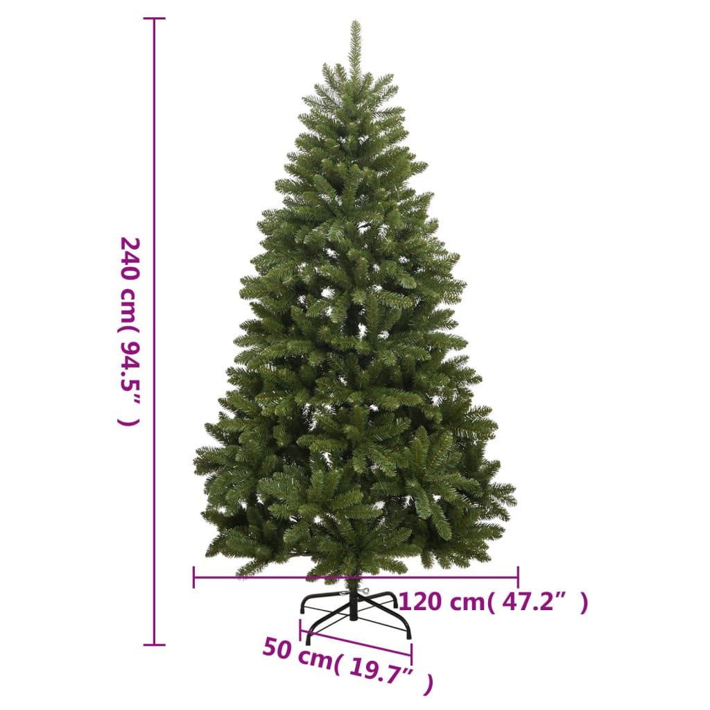 vidaXL Artificial Hinged Christmas Tree with Stand Green 94.5"