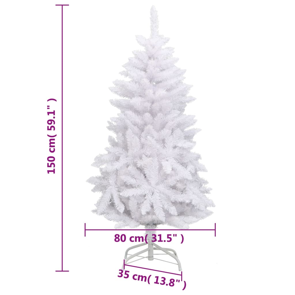 Artificial Hinged Christmas Tree with Stand White 59.1"